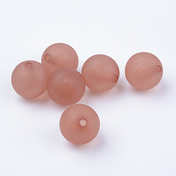 Sienna Transparent Acrylic Beads, Half Drilled Beads, Frosted, Round, Sienna, 16mm, Half Hole: 2.5mm, about 200pcs/500g
