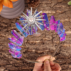 Фуксиновый Натуральные гальванические кварцевые резинки для волос, повязки для волос в виде солнечной короны для женщин и девочек, красно-фиолетовые, 350x150 мм