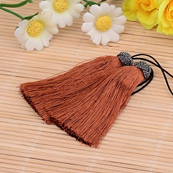 Saddle Brown Nylon Tassel Big Pendant Decorations, Saddle Brown, 60~65x10mm
