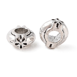 Antik Silber Farbe Tibetischer stil legierung perlen, cadmiumfrei und bleifrei, Flachrund, Antik Silber Farbe, 6.5x3.4 mm, Bohrung: 2.7 mm, ca. 4545 Stk. / 1000 g