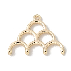 Настоящее золото 18K Латунные подвески, без кадмия, без никеля и без свинца, полукруглые подвески, реальный 18 k позолоченный, 12.5x19x2 мм, отверстие : 1 мм