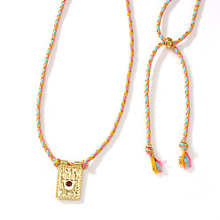 Золотистый Винтажный сплав, прямоугольник с подвеской в виде руки хамса, ожерелье из плетеной веревки, золотые, золотые, 29.92 дюйм (76 см)