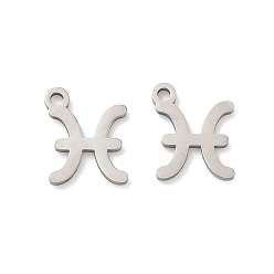 Рыбы 304 Подвески в виде созвездий из нержавеющей стали, Рыбы, 10x8x1 мм, отверстие : 1.2 мм