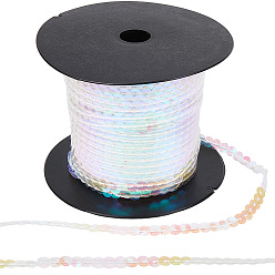 Прозрачный АВ Блестящая лента из ПВХ с пайетками, отделка блестками, аксессуар для одежды, ясно AB, 6 мм, 100 ярдов / рулон