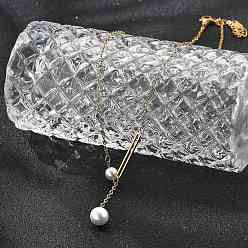 Настоящее золото 18K Ионное покрытие (ip) 304 ожерелья с круглыми и овальными подвесками из нержавеющей стали и белого пластика для женщин, реальный 18 k позолоченный, 17.91 дюйм (45.5 см)