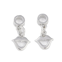 Lip Латунные подвески, без свинца и без кадмия, платина, губа, 15 мм, Кулон : 7.5x8x1.5 мм, отверстие : 2.5 мм