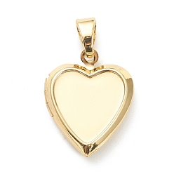 Real 18K Gold Plated Brass Locket Pendants, Photo Frame Pendants for Necklaces, Long-Lasting Plated, Heart, Real 18K Gold Plated, 21.5x17x4.5mm, Hole: 5x4mm, 10x9.5mm Inner Diameter