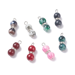 Silver Glass Beaded Pendants Set, with Iron Findings, Gourd-shaped, Silver, 27~27.5x10mm, Hole: 4x3mm, 8pcs/set