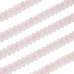 Pink 3 ярды из полиэстера с цветочной кружевной отделкой, отделка из цветочного кружева с волнистыми краями и пластиковыми жемчужинами, розовые, 2-3/8 дюйм (60 мм)