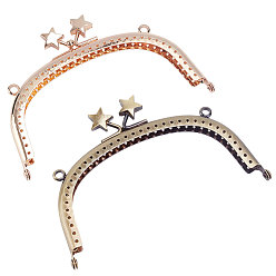 Mixed Color Alloy Purse Handle Frame, for Bag Sewing Craft, Star, Mixed Color, 8.5x13x1cm, Hole: 1mm, 2 colors, 1pc/color, 2pcs/set