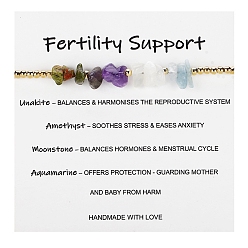 Золотой Регулируемые браслеты из натурального унакита, кристаллов кварца, аметиста, аквамарина и круглых латунных плетеных бусин, золотые, 6-1/4~10-1/4 дюйм (16~26 см)
