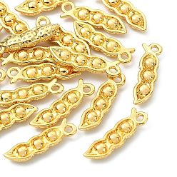Real 18K Gold Plated SHEGRACE Brass Pea Charms, Cadmium Free & Nickel Free & Lead Free, Real 18K Gold Plated, 14x4x2mm, Hole: 1mm