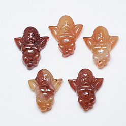 Carnelian Natural Carnelian/Red Agate Pendants, Angel, 30.5~31x24~26.5x7~9mm, Hole: 1mm