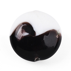 Кокосово-Коричневый Бусины лэмпворк , плоско-круглые, два тона, кокосового коричневый, 19.5~21x10~11 мм, отверстие : 1.4~2.2 мм