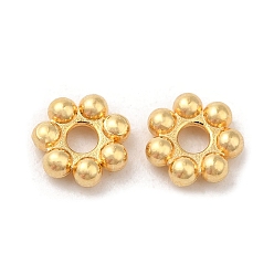 Chapado en Oro Real 18K 304 de acero inoxidable perlas espaciadoras, flor, cuentas granuladas, real 18 k chapado en oro, 4x1.2 mm, agujero: 1 mm