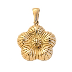 Настоящее золото 18K 304 подвески из нержавеющей стали, цветочный шарм, реальный 18 k позолоченный, 23.5x21.5x4 мм, отверстие : 2.5x7 мм