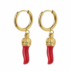 Золотой Серьги с геометрическим узором «красный перец чили» для женщин из нержавеющей стали, повседневные украшения для вечеринок