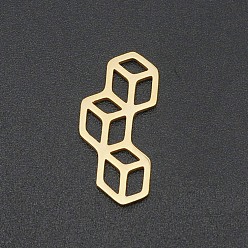 Plaqué 18K Or Véritable 201 acier inoxydable menuisiers en filigrane liens, Coupe au laser, réel 18 k plaqué or, 10x21x1mm