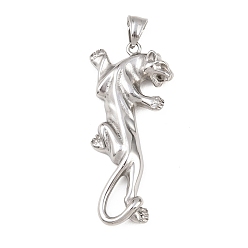 Нержавеющая Сталь Цвет 304 из нержавеющей стали большие кулоны, леопардовые прелести, не тускнеет, цвет нержавеющей стали, 58.5x26.5x8.5 мм, отверстие : 8.5x5.5 мм