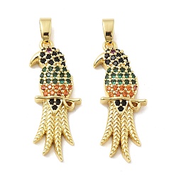 Настоящее золото 18K Латунные микро проложить кубического циркония подвески, без кадмия, без никеля и без свинца, птица, реальный 18 k позолоченный, 30.5x12x4 мм, отверстие : 4.5x2.5 мм