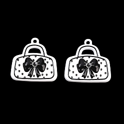 Белый Подвески из эмали и сплава, сумка с подвесками в виде бантиков, белые, 17x18x4 мм, отверстие : 1.2 мм