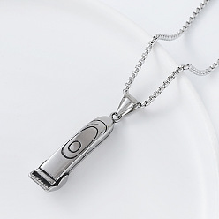 Нержавеющая Сталь Цвет Электротриммер для волос 304 подвеска из нержавеющей стали в стиле хип-хоп для мужчин, не тускнеющий, цвет нержавеющей стали, 23.62 дюйм (60 см)