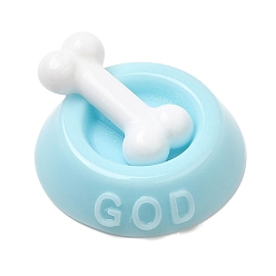 Бледно-бирюзовый Непрозрачные кабошоны из смолы, миска для собачьего корма, бледные бирюзовая, 23x22x9.5 мм