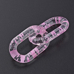 Pearl Pink Transparent Acrylic Linking Rings, Quick Link Connectors, for Cable Chains Making, Oval, Pearl Pink, 27x16.5x4mm, Inner Diameter: 7.5x18mm