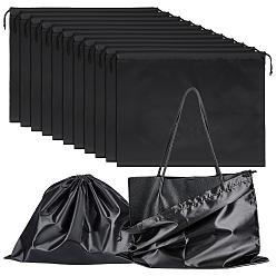 Black Cloth Imitation Silk Dustproof Storage Pouches, Portable Travel Drawstring Bag, Rectangle, Black, 39.7x50x0.45cm, 36pcs/bag