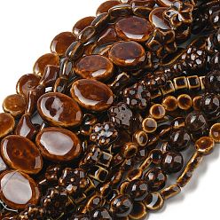 Кокосово-Коричневый Фарфора ручной работы бисер нитей, разнообразные, кокосового коричневый, 5.5~30x5~31x5~31 мм, отверстие : 0.8~2 мм, около 13~64 шт / нитка, 9.84~15.16'' (38.5 см)