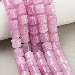 Pink Природных кристаллов кварца бисер нитей, окрашенные, колонка, розовые, 9.7~10x9.4~10 мм, отверстие : 1.2 мм, около 38 шт / нитка, 14.88'' (37.8 см)