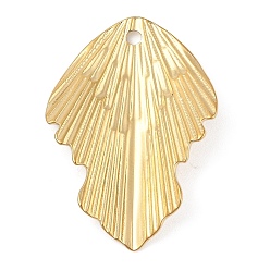 Настоящее золото 18K 304 подвески из нержавеющей стали, лист прелести, вакуумное покрытие pvd, реальный 18 k позолоченный, 31.5x22.5x5 мм, отверстие : 1.8 мм