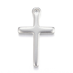 Stainless Steel Color 201 Stainless Steel Pendants, Cross, Stainless Steel Color, 32.5x19x2.5mm, Hole: 2mm