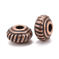 Red Copper Tibetan Style Alloy Spacer Beads, Bicone, Lead Free and Cadmium Free, Red Copper, 5x3mm, Hole: 1mm
