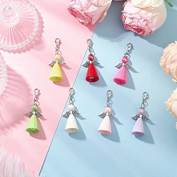 (52) Непрозрачная лаванда Акриловые подвесные украшения ангела, с цинковым сплавом застежками омаров коготь, разноцветные, 53.5 мм