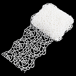 Blanco Borde de encaje de poliéster, flor, para accesorios de ropa, blanco, 4~4-3/8 pulgada (100~110 mm), aproximadamente 3.00 yardas (2.74 m) / pc