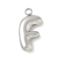 Letter F 304 начальные подвески из нержавеющей стали, цвет нержавеющей стали, Буква F, 16~18x6~18x3 мм, отверстие : 1.8 мм