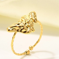 Mountain 304 открытая манжета из нержавеющей стали для женщин, реальный 18 k позолоченный, гора, гора: 12x18 мм, регулируемый