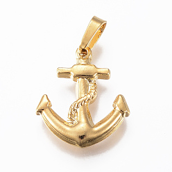 Golden 304 Edelstahl Anhänger, Anker, golden, 20x17x3 mm, Bohrung: 7x4.5 mm