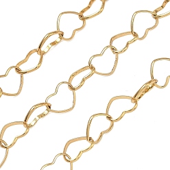 Настоящее золото 18K 304 ссылка цепи из нержавеющей стали сердце, ионное покрытие (ip), несварные, с катушкой, реальный 18 k позолоченный, 10x8.5x1.2 мм