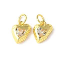 Прозрачный Латунные микро проложить кубического циркония подвески, сердце прелести, стойки покрытие, прочное покрытие, без кадмия и без свинца, с целью перехода в кольце, прозрачные, 12.5x10.5x3.5 мм, отверстие : 4.5 мм