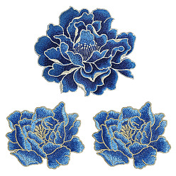 (52) Непрозрачная лаванда 3 шт. 2 стили узор пиона полиэстеровые ткани компьютерная вышивка ткань пришивание заплаток, аксессуары для костюма, разноцветные, 95~130x119~145x1.35~1.5 мм