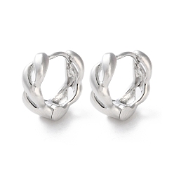 Платинированный Латунные серьги обруча, долговечный, цепочка-оберег, Реальная платина, 12x12x5 мм, штифты : 0.8 мм