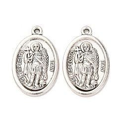 Античное Серебро Подвески из сплава в тибетском стиле, овал с подвесками святого Эспедито, без свинца и без кадмия, античное серебро, 26x16.5x3 мм, отверстие : 1.5 мм, Около 307 шт / 1000 г