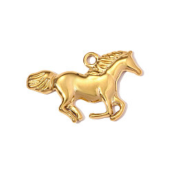 Настоящее золото 18K 304 подвески из нержавеющей стали, лошади прелести, зеркальная полировка, ионное покрытие (ip), реальный 18 k позолоченный, 35x22 мм