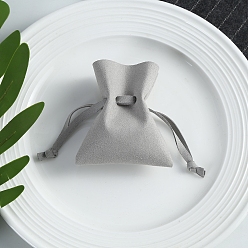 Гейнсборо Мешочки из искусственной кожи из микрофибры, сумка для шнурка, прямоугольные, светло-серые, 8x7 см