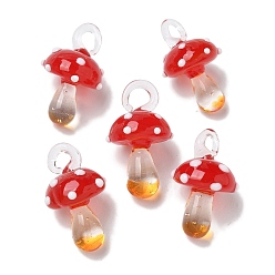 Оранжево-Красный Подвески лэмпворк ручной работы, неровный, гриб, оранжево-красный, 24.5~29.5x15~18.5 мм, отверстие : 2~5 мм