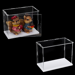 Прозрачный Витрины для пластиковых минифигурок с белыми основаниями, для моделей, строительные блоки, держатель для кукол, прямоугольные, прозрачные, готовое изделие: 21.6x11.6x16.3 см