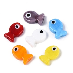 (52) Непрозрачная лаванда Lampwork бисер, рыба, разноцветные, 20~21x13~14x4.5~6 мм, отверстие : 1.2~1.8 мм