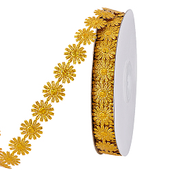 Золотистый Блестящая полиэстеровая лента с цветочным кружевом, для аксессуаров для одежды, золотые, 5/8 дюйм (17 мм), около 20.00 ярдов (18.29 м) / рулон
